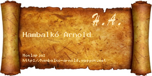 Hambalkó Arnold névjegykártya